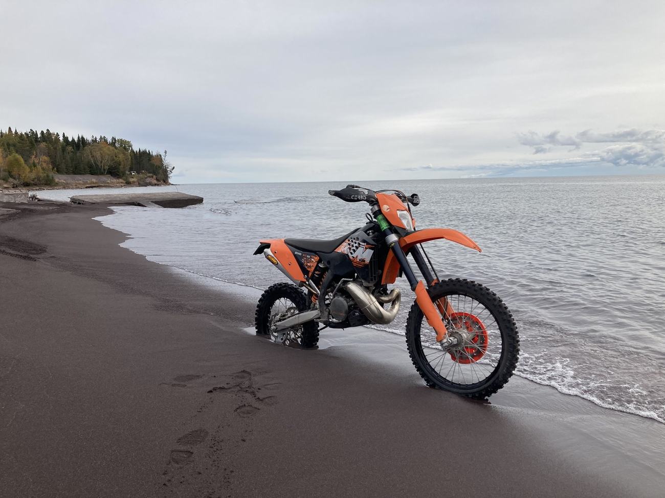Dirt biking on the shore of Lake Superior