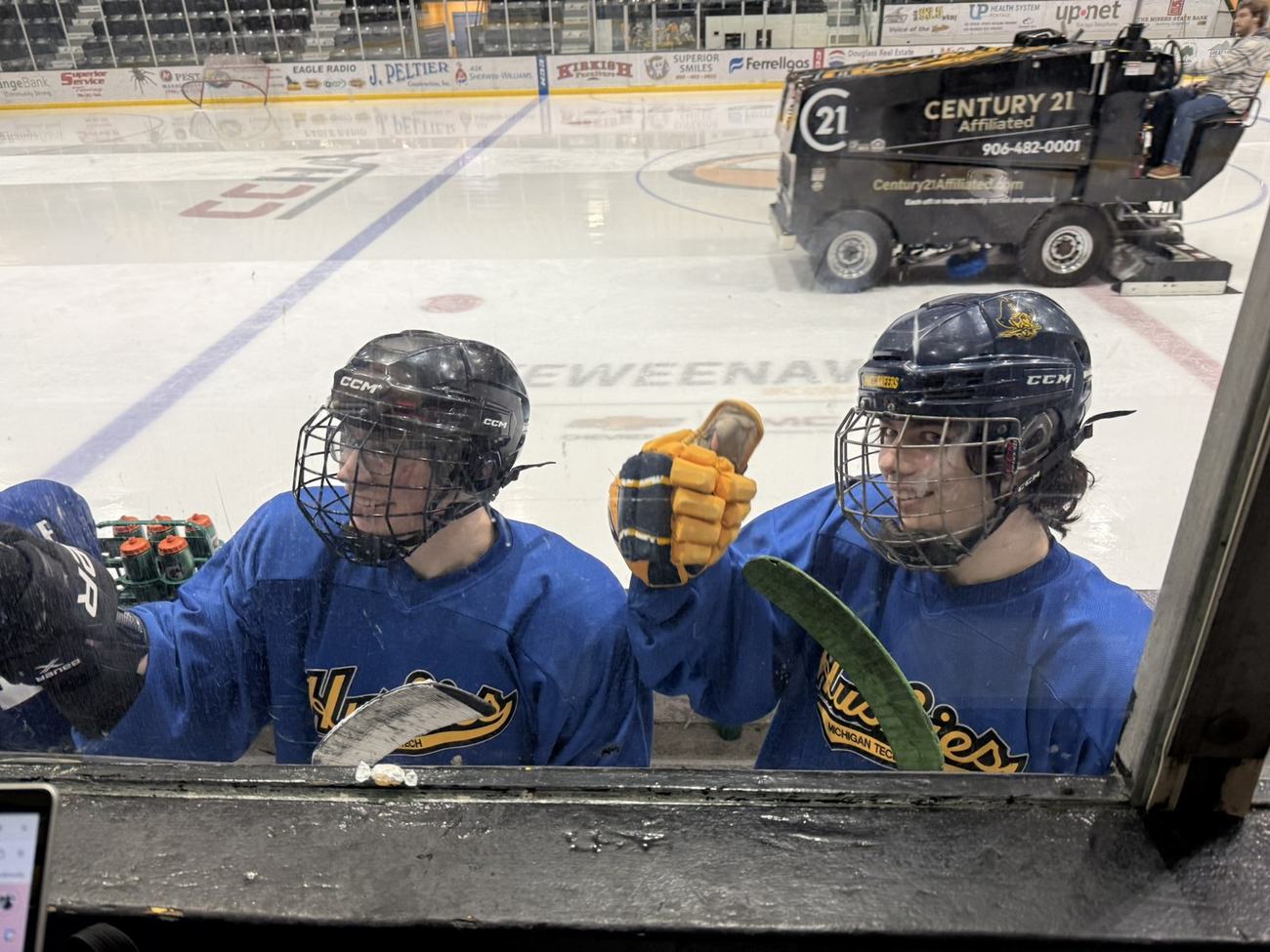 Playing hockey at the rink