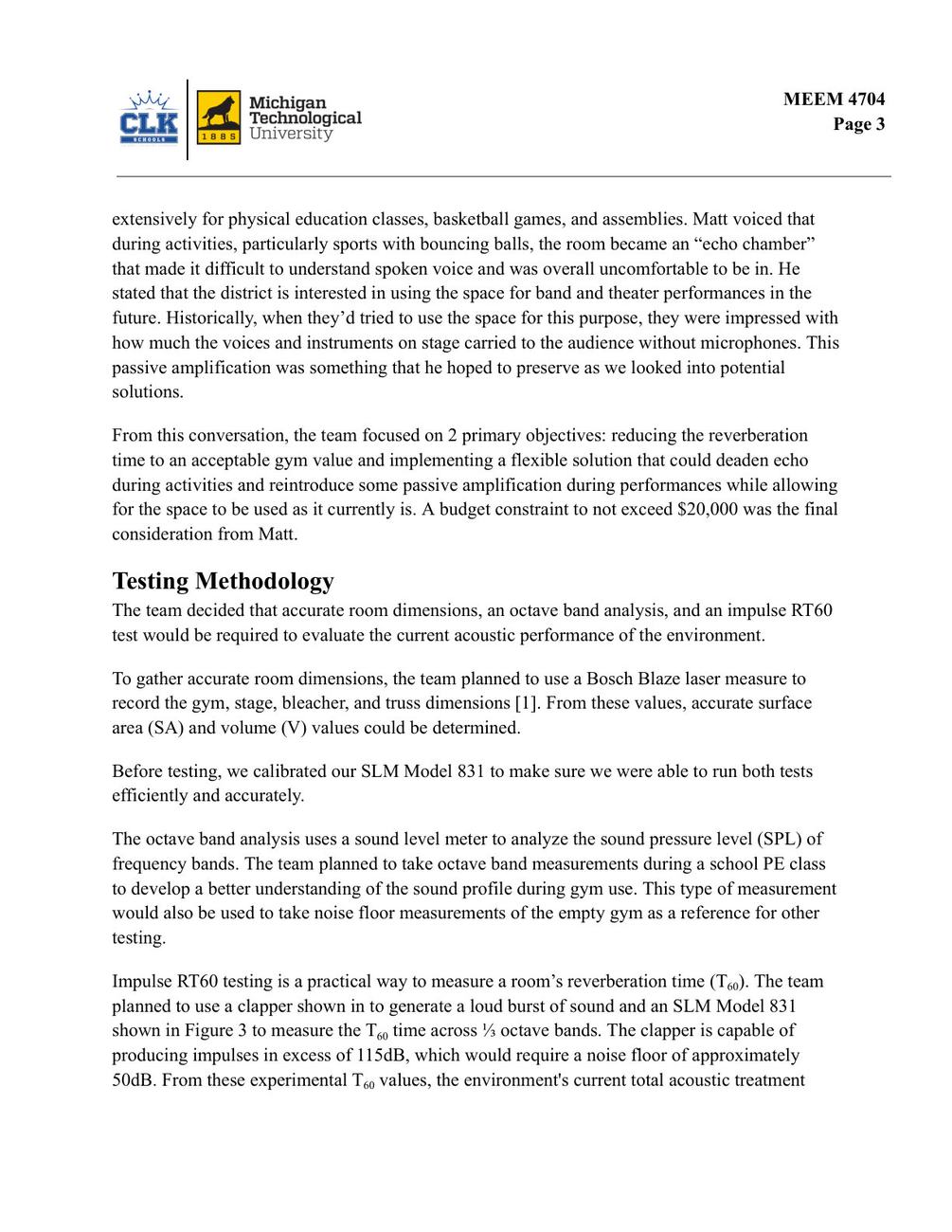 Calumet gym acoustics report page 3