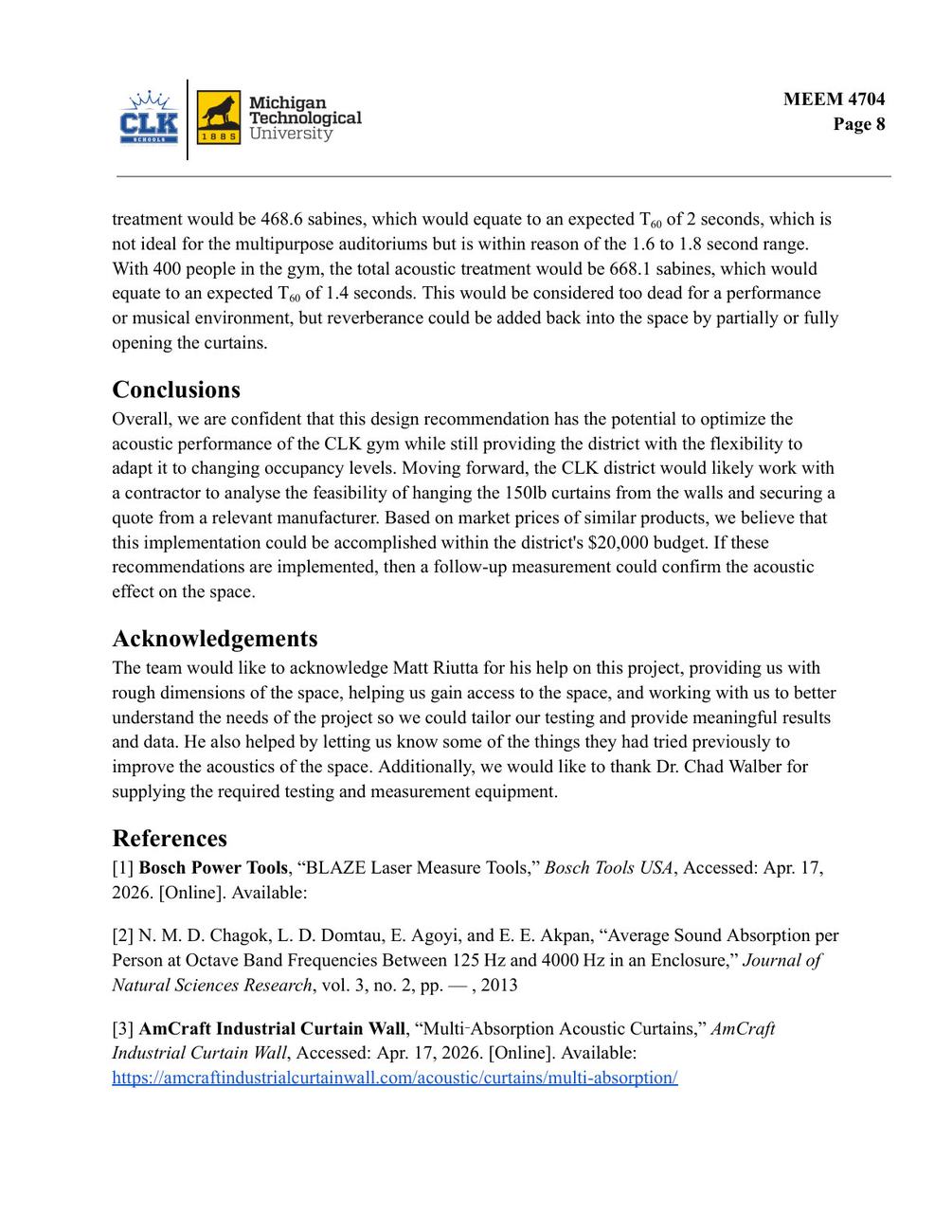 Calumet gym acoustics report page 8