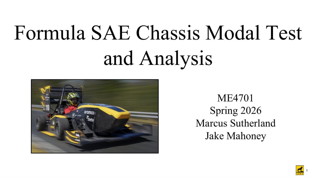 FSAE modal test presentation slide 1