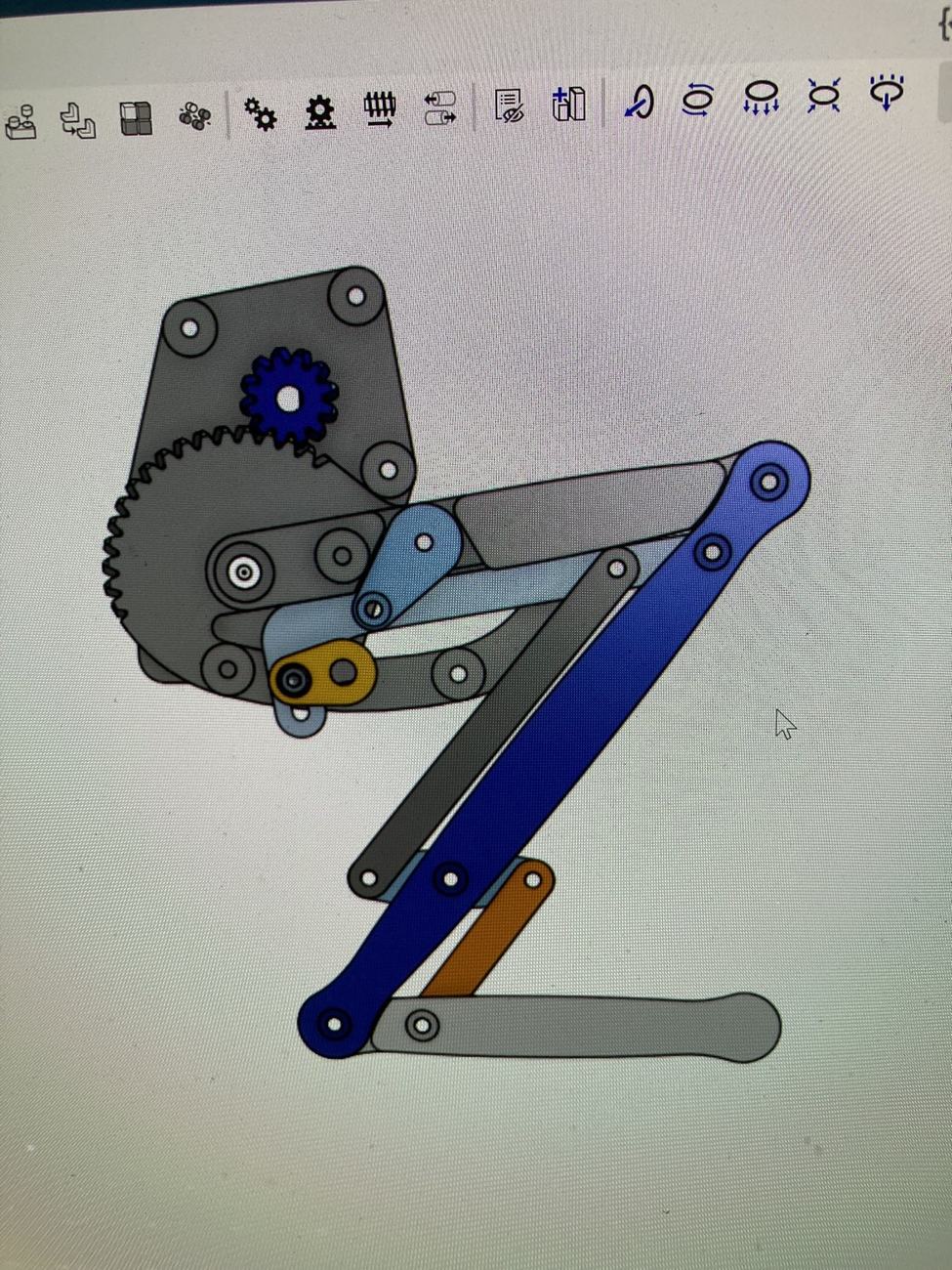 Rabbit leg prosthesis linkage CAD model