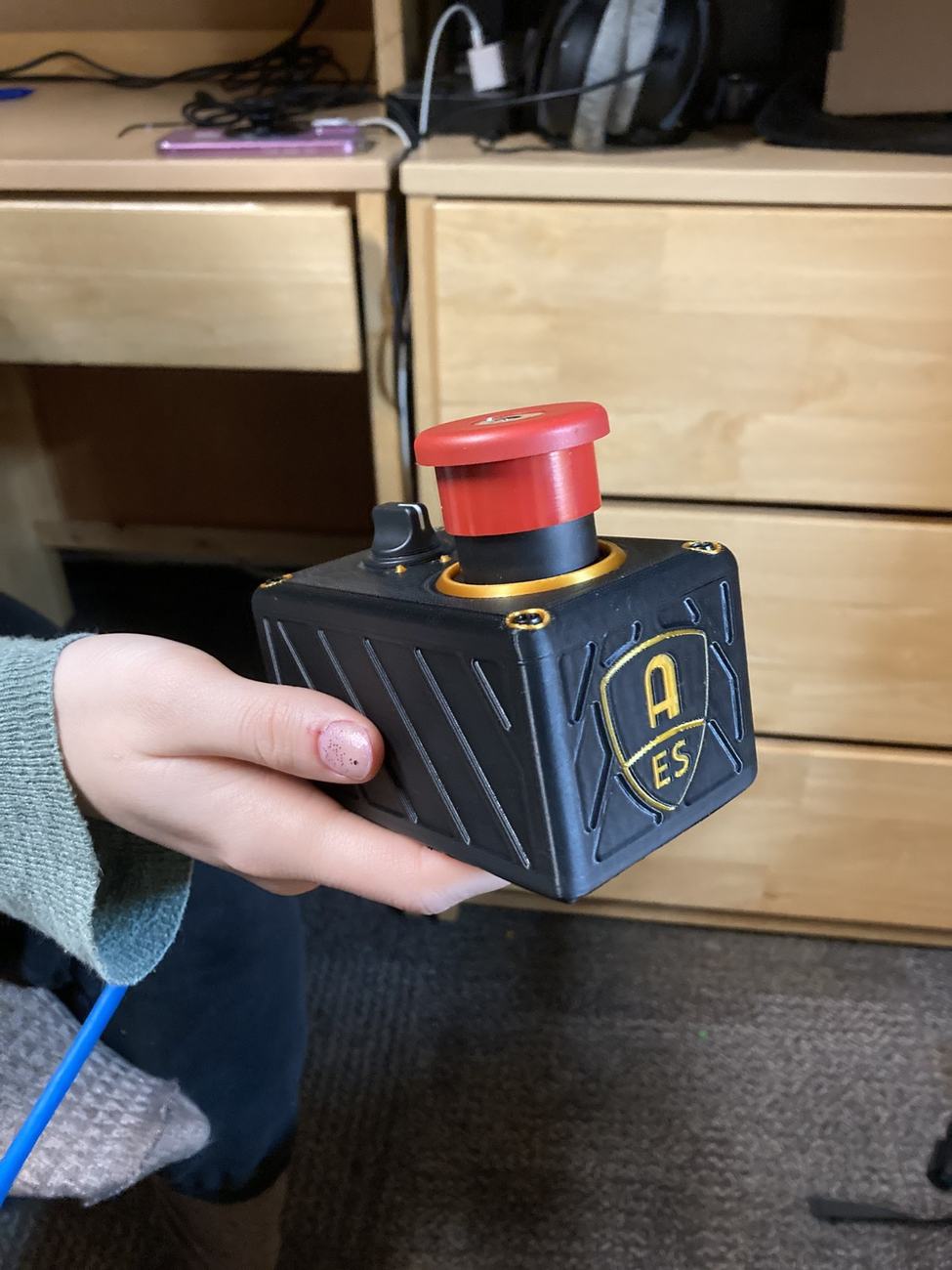 3D-printed AES emergency stop control box