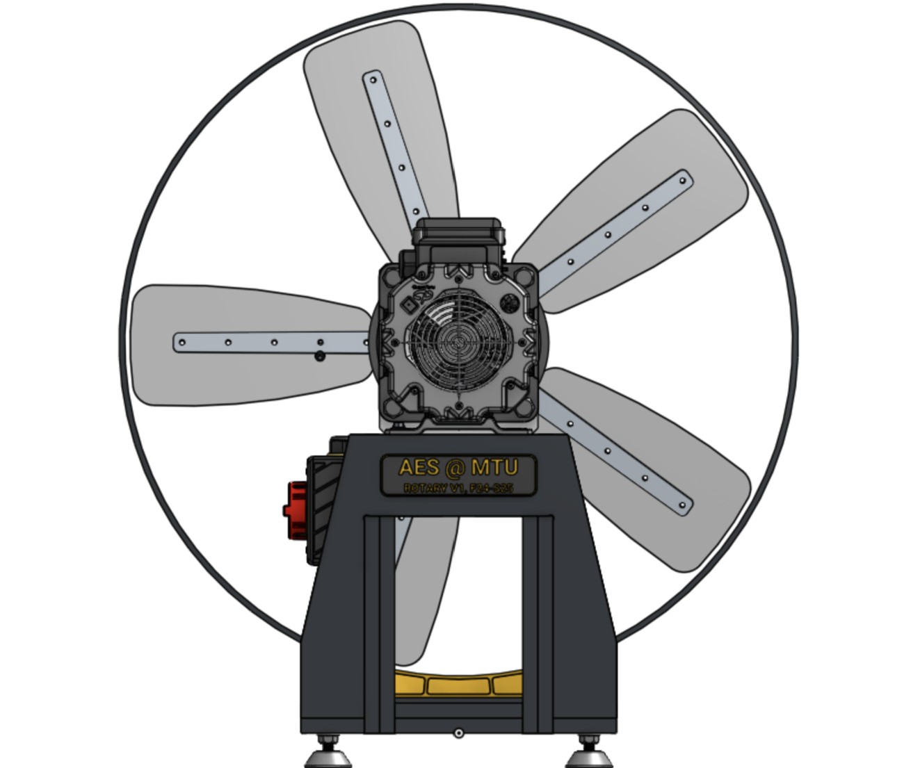 Rotary subwoofer CAD model, front view