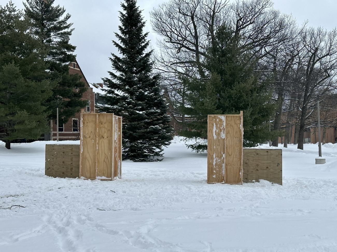 Snow speaker enclosures under construction